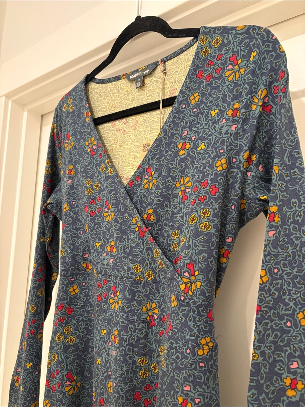 NWT [Toad&Co] Cue Wrap V-Neck Long-Sleeve Stretch Tie Dress w/ Pockets Women’s M - Picture 9 of 16